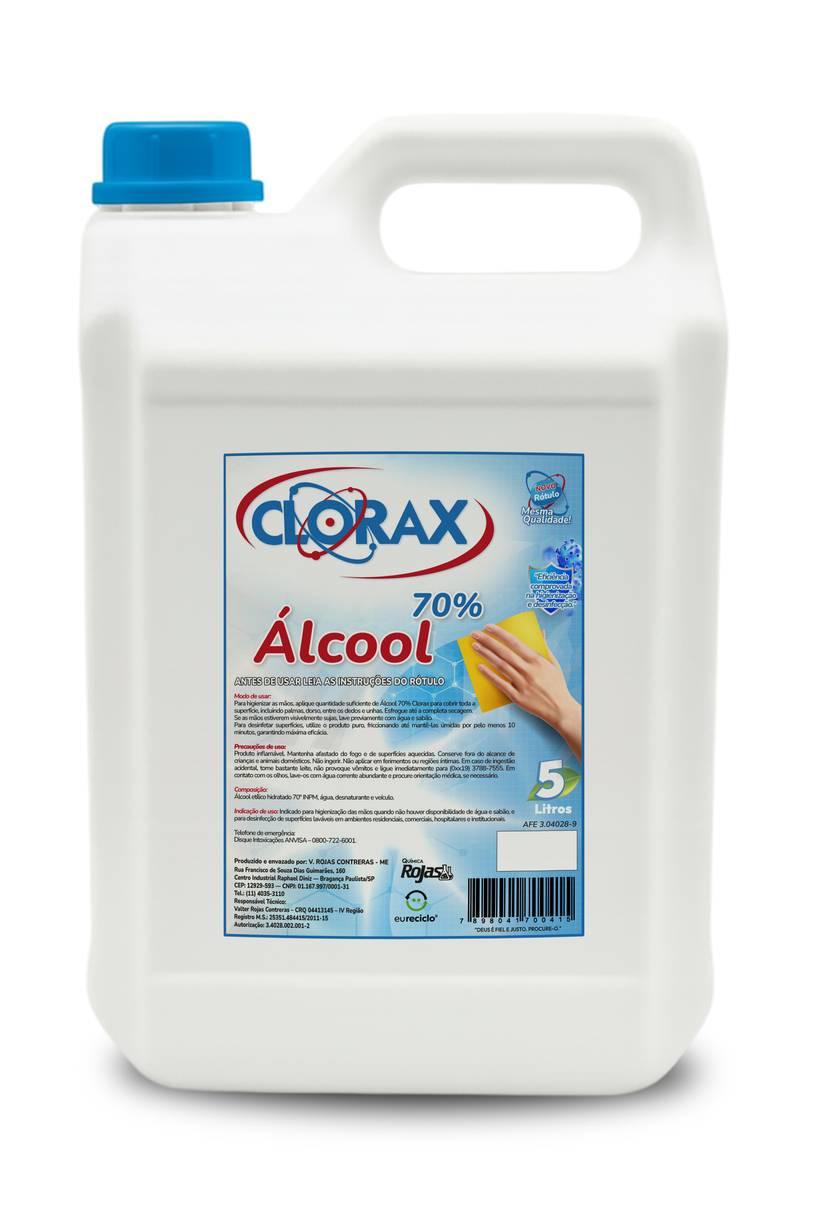 Garrafa de 5L do produto Álcool